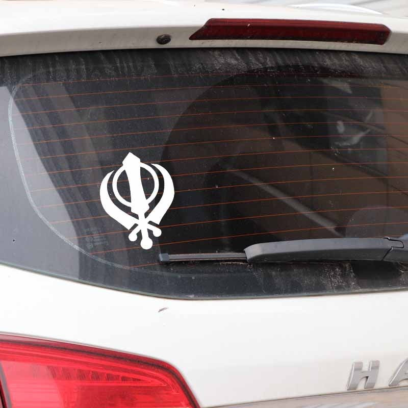 10CM*13.4CM SIKH Khanda Religious Symbol Vinyl Decal Mysterious Car Sticker Delicate Black/Silver C27-0267