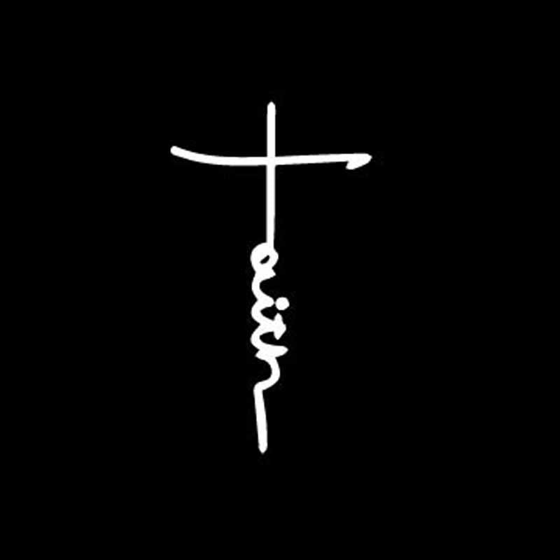 New Fashion 9.1CM*16CM Faith Cross Symbol Religious Christian God Quote Vinyl Decal Art Car Sticker Black/Silver C27-0254