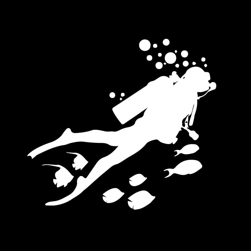 2020 NEW 16CM*17.9CM Ocean World Diving Adventure Decal Car Personality Fish Car Sticker Black/Silver C30-0582