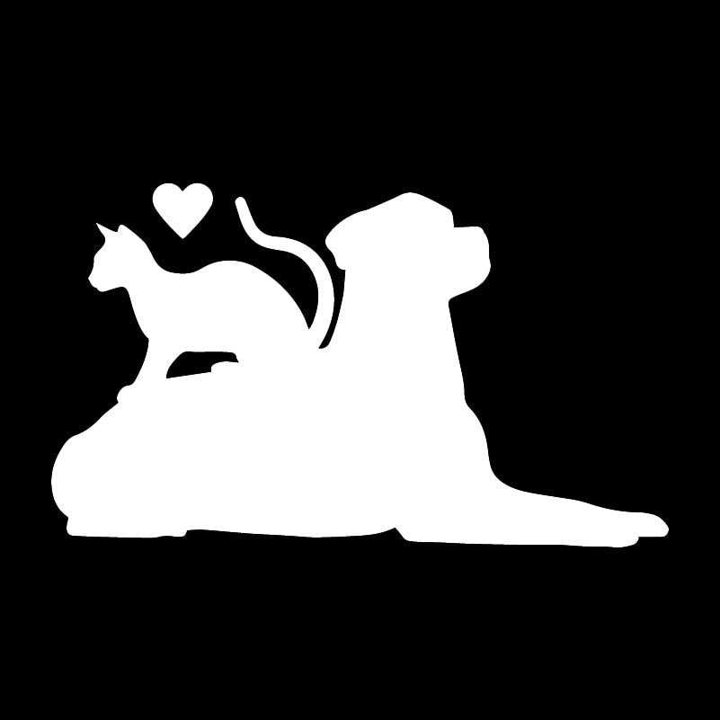 15.8X9.4CM Vinyl Decal Kitten Dog Labrador Pet Heart Car Stickers Funny Pattern Black/Silver C24-1441