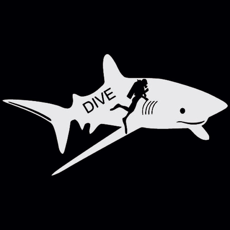 Fashion 17.4CM*9.4CM Boat Sea Life Yeti Surf Car Sticker Shark Vinyl Car Decal Decor Art Black/Silver C24-0564