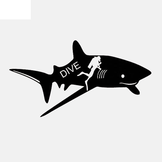 Fashion 17.4CM*9.4CM Boat Sea Life Yeti Surf Car Sticker Shark Vinyl Car Decal Decor Art Black/Silver C24-0564