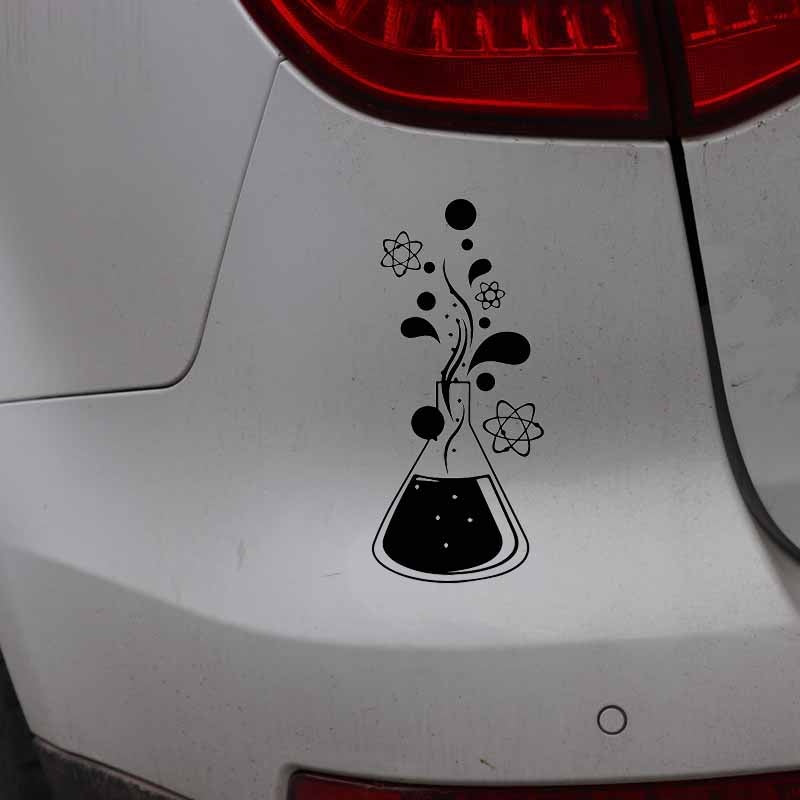 Fashion 8.3CM*18CM Chemistry Science Atom Molecules Vinly Decal Decor Car Sticker Black/Silver C27-0318