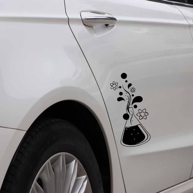 Fashion 8.3CM*18CM Chemistry Science Atom Molecules Vinly Decal Decor Car Sticker Black/Silver C27-0318