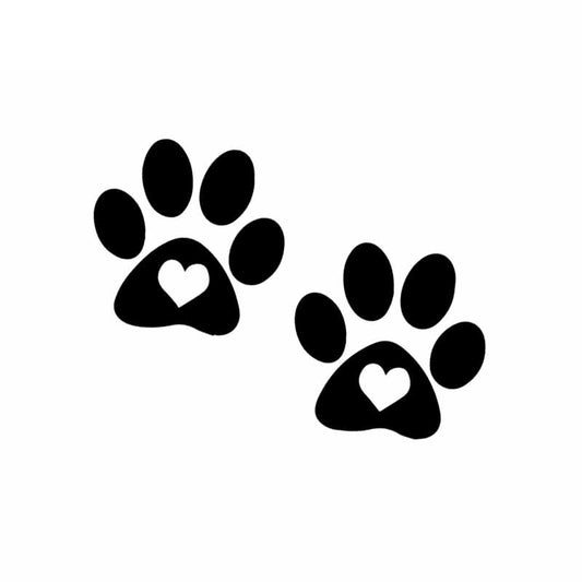 New Fashion 14.7X11.3CM Paw Print Car Stickers Heart Dog Cat Pet Puppy Vinyl Decal Window Decor Black/Silver C24-1479