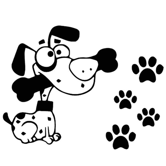 High-quality 14.5cm*11.2cm Cute Dog And Dog Paw Print Vinyl Car Sticker Decal Black/Silver S6-3833