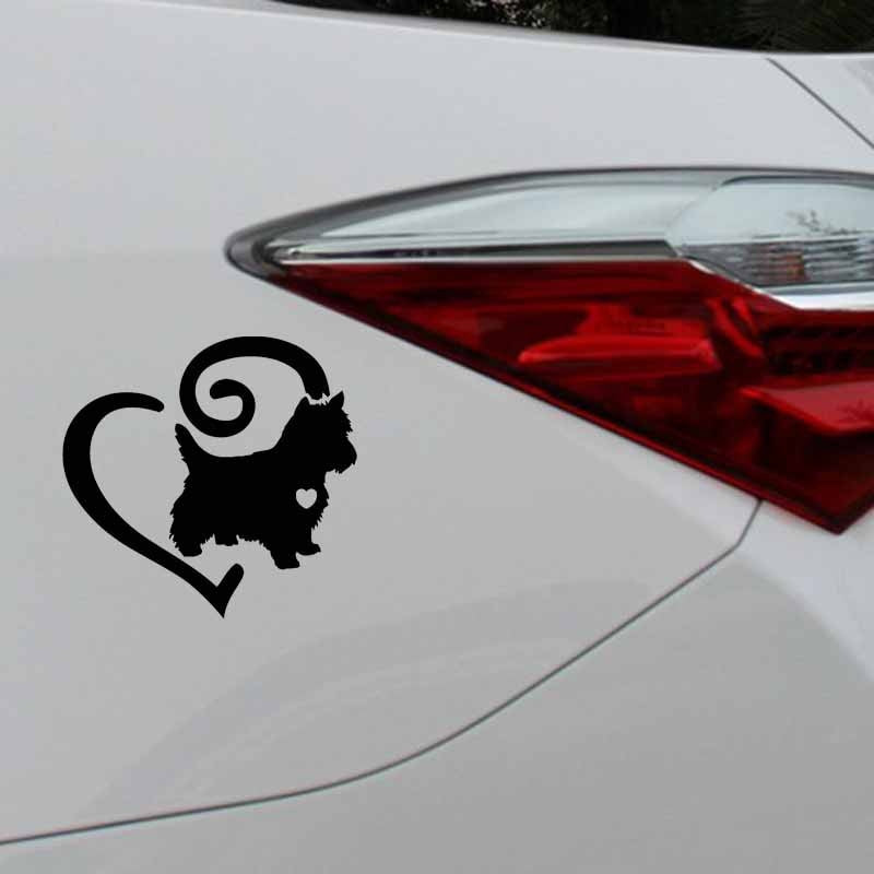 14CM*13.5CM West Highland Westie Love Heart Dog Vinyl Car Sticker Black/Silver C2-3316