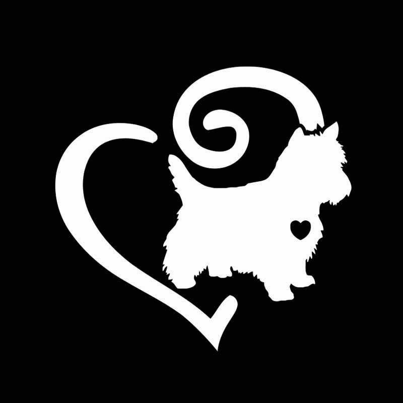14CM*13.5CM West Highland Westie Love Heart Dog Vinyl Car Sticker Black/Silver C2-3316