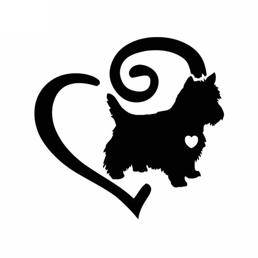 14CM*13.5CM West Highland Westie Love Heart Dog Vinyl Car Sticker Black/Silver C2-3316