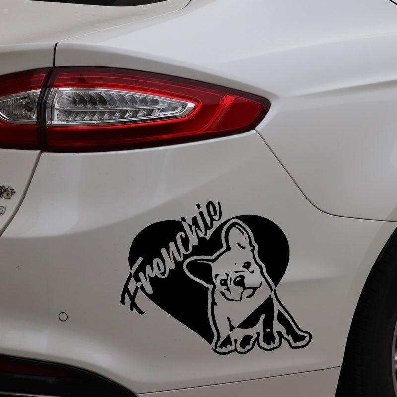 14.7X12CM Car Sticker Frenchie French Bulldog Vinyl Decal Pet Dog Black/Silver C24-1194