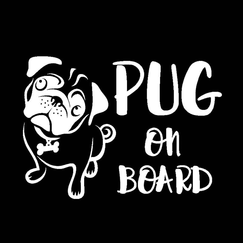 16.7CM*12CM PUG ON BOARD Funny Cute Gog Vinyl Sticker Car Decals Black Silver C10-00675