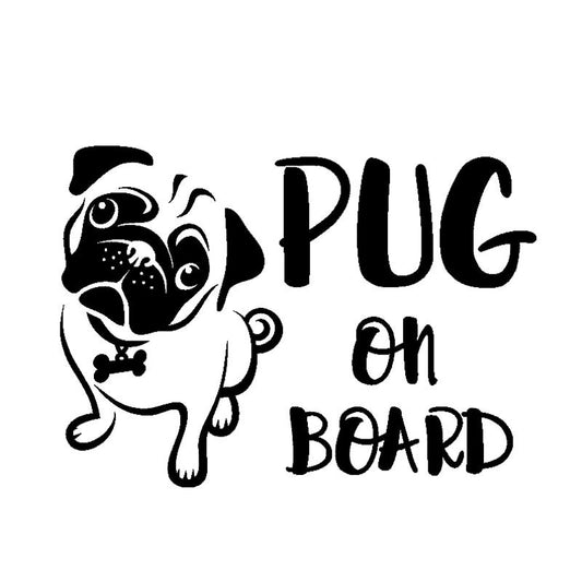 16.7CM*12CM PUG ON BOARD Funny Cute Gog Vinyl Sticker Car Decals Black Silver C10-00675