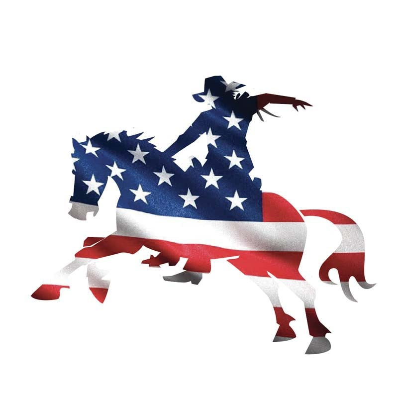 10.8CM*8.9CM Creative AMERICAN Flag Cowboy Funny Horse Car Sticker Decal  6-0317