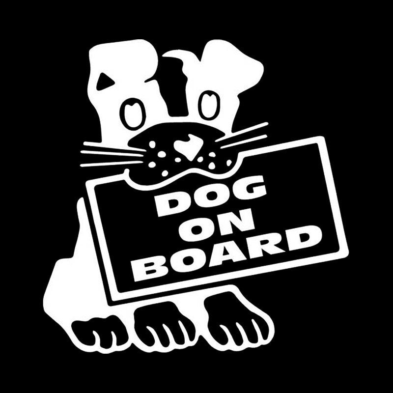 13.9X14.3CM Dog On Board Cartoon Car Sticker Decor Vinyl Decal  Puppy Pet Love Black/Silver C24-1183