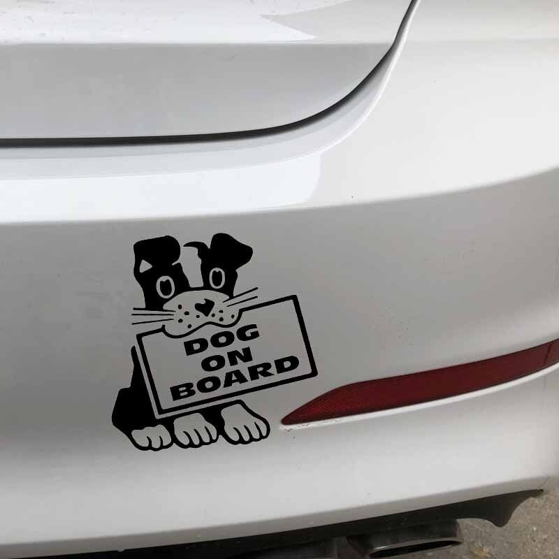 13.9X14.3CM Dog On Board Cartoon Car Sticker Decor Vinyl Decal  Puppy Pet Love Black/Silver C24-1183