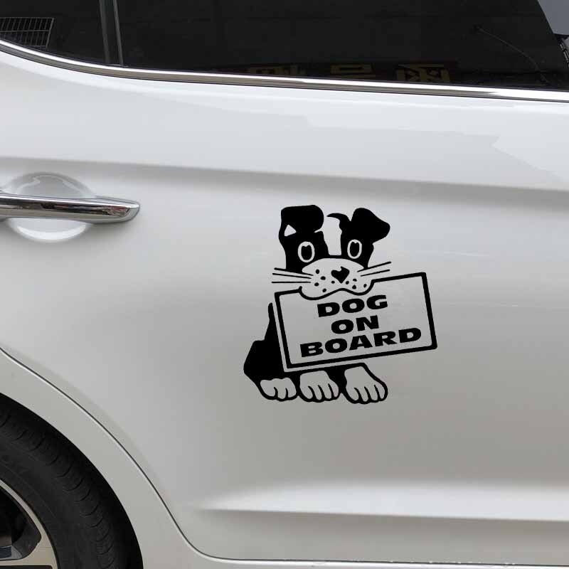 13.9X14.3CM Dog On Board Cartoon Car Sticker Decor Vinyl Decal  Puppy Pet Love Black/Silver C24-1183