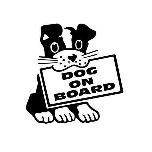 13.9X14.3CM Dog On Board Cartoon Car Sticker Decor Vinyl Decal  Puppy Pet Love Black/Silver C24-1183