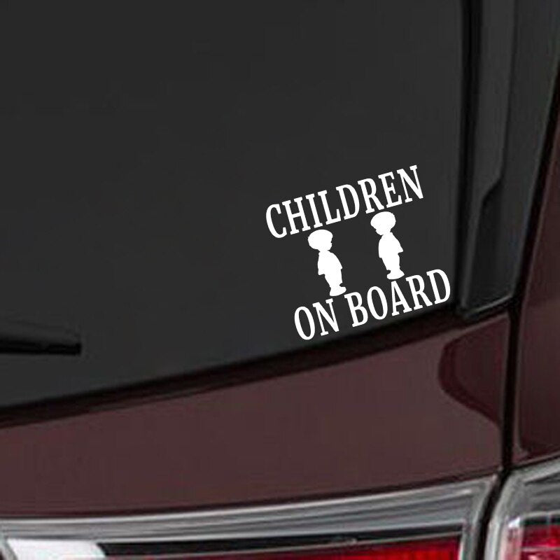 New Fashion 12.7CM*12.7CM CHILDREN ON BOARD Boy Vinyl Decal Family Baby Child Safety Car Truck Black/Silver C10-00125