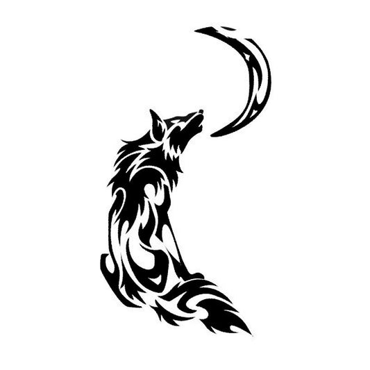 8.9*16.3CM Tribal Fire Flame Howling Moon Wolf Car Styling Decals Vinyl Car Stickers Black/Silver C9-0936