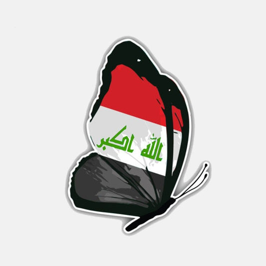 New Brand 7.6CM*10.2CM Personality Iraq Flag Butterfly Car Sticker Motorcycle Window Accessories Decal 6-3021