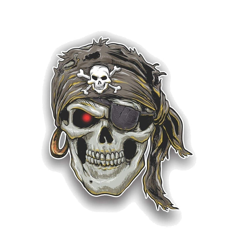 11.7CM*14.2CM  Funny Pirate Skull Car Sticker Personality Decal   6-0153