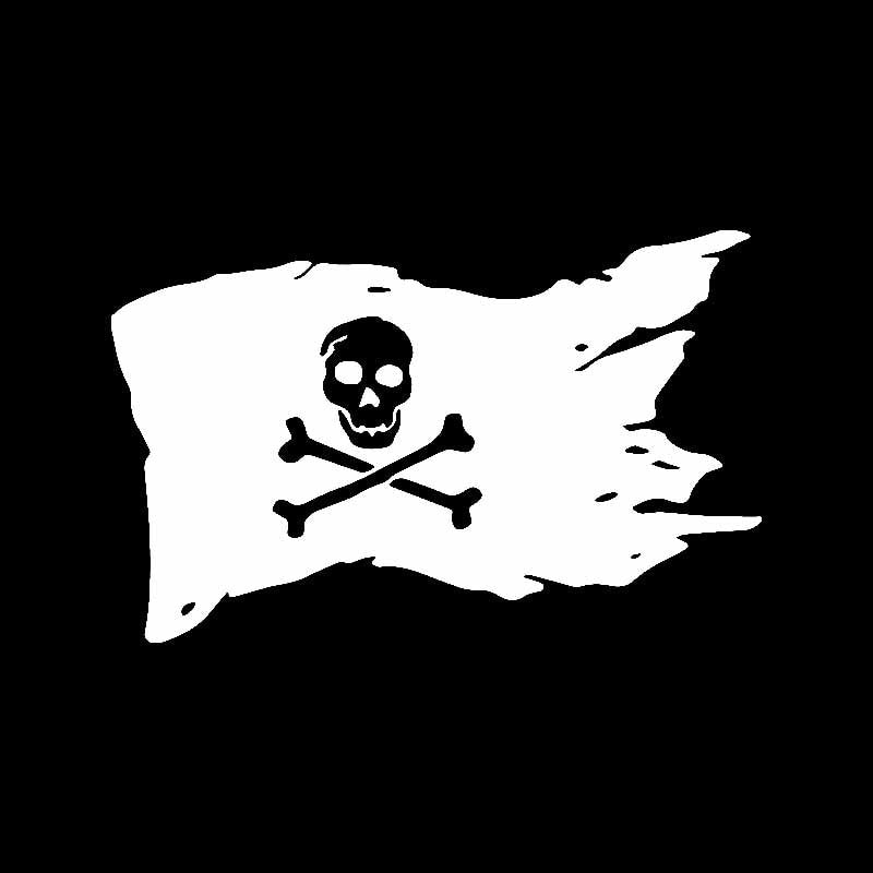 2020 NEW 14.2CM*9CM Pirate Flag Vinyl Decal Skull Bones Cross Ship Car Sticker Decor Black/Silver C3-1836