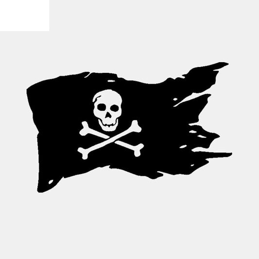 2020 NEW 14.2CM*9CM Pirate Flag Vinyl Decal Skull Bones Cross Ship Car Sticker Decor Black/Silver C3-1836