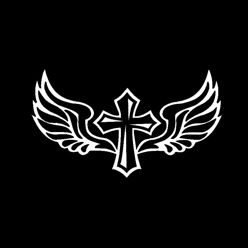 15.7CM*8.9CM Cross Wings Christian Decal Vinyl Car Sticker Faith Black/Silver C3-1310