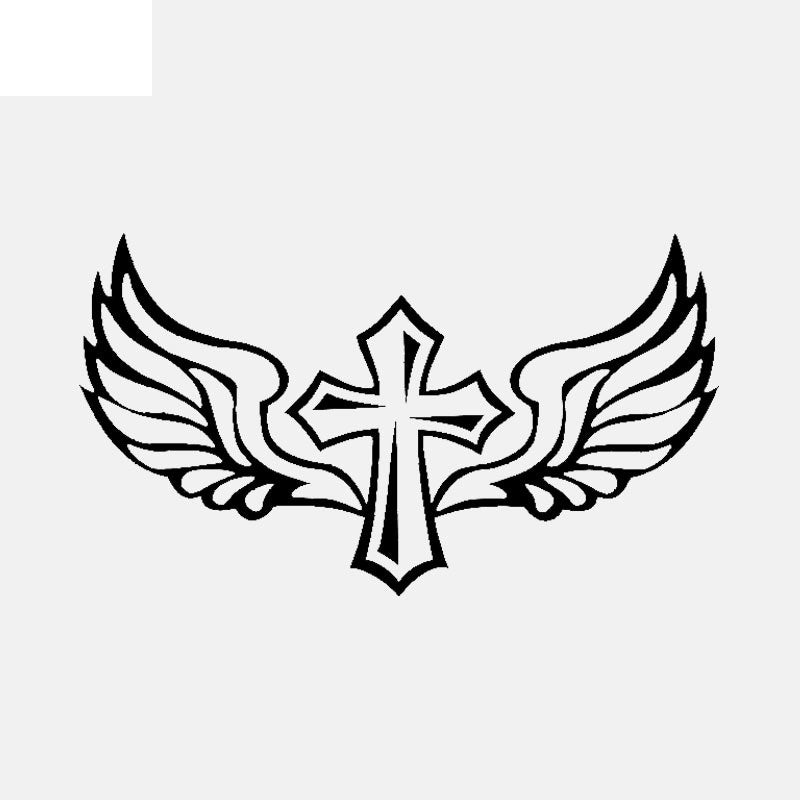 15.7CM*8.9CM Cross Wings Christian Decal Vinyl Car Sticker Faith Black/Silver C3-1310