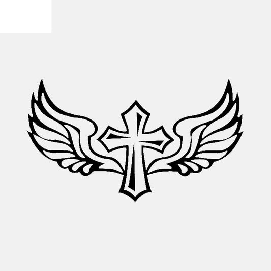 15.7CM*8.9CM Cross Wings Christian Decal Vinyl Car Sticker Faith Black/Silver C3-1310