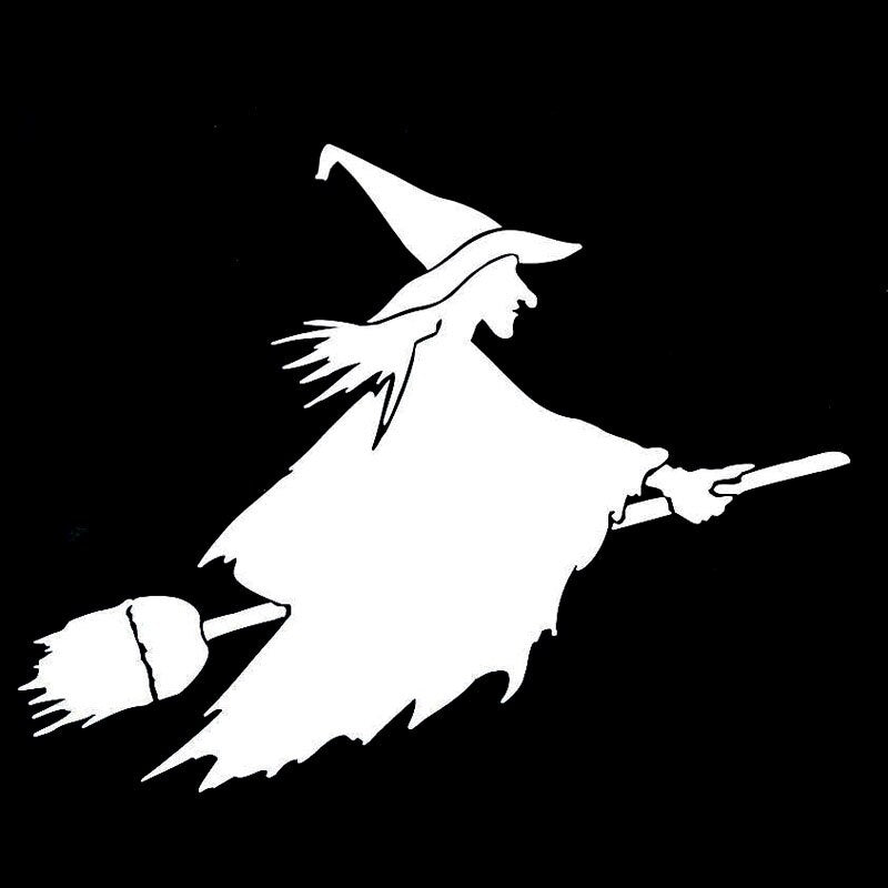 16.6cm*11.7cm Witch On Flying Broom Funny Vinyl Decal Car Window Sticker Black/Silver Accessories S6-3931