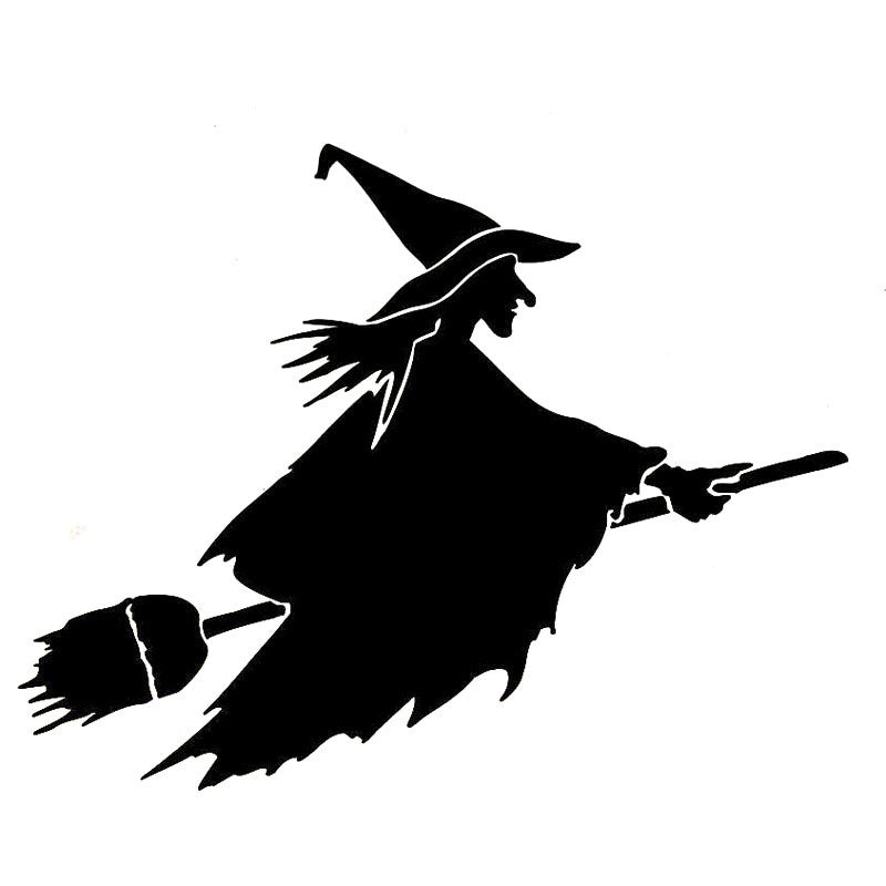 16.6cm*11.7cm Witch On Flying Broom Funny Vinyl Decal Car Window Sticker Black/Silver Accessories S6-3931