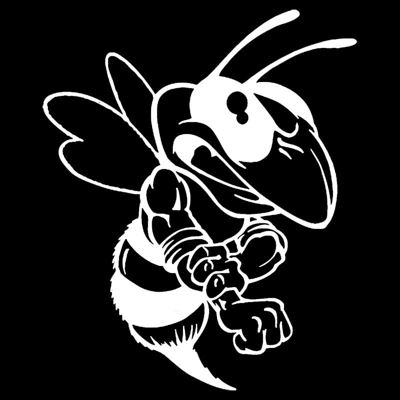 12.3*15CM Animal Car Styling Funny Cartoon Attacking Bee Car Stickers And Decal Accessories Black/Silver C9-1679