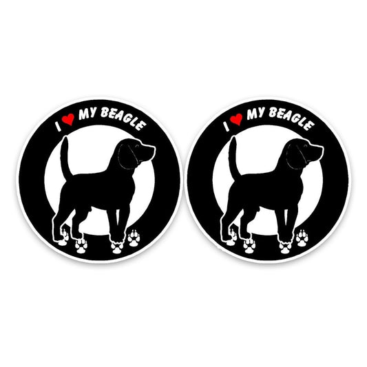 14*14CM 2X I Love My Beagle Dog  High Quality Animal Car Sticker Decals C1-4589