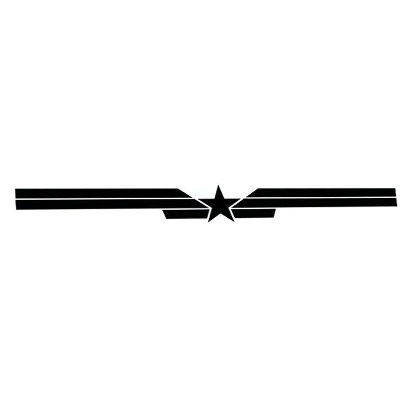 20cm*1.9cm Fashion Logo Star Stripe Windshield Vinyl Car Sticker Decal Black/Silver S6-3647