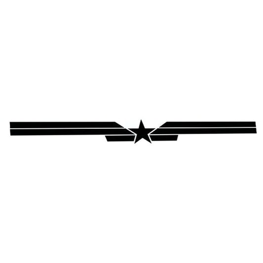 20cm*1.9cm Fashion Logo Star Stripe Windshield Vinyl Car Sticker Decal Black/Silver S6-3647