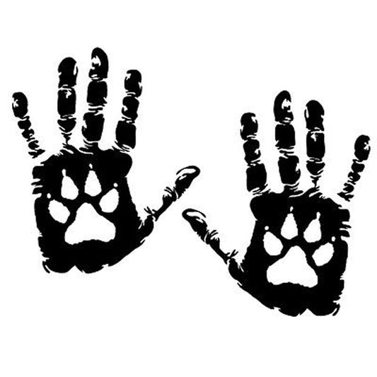 18cm*13.5cm Fashion Dog Paw Print Hand People Love Animal Vinyl Decals Car Sticker Black/Silver Accessories S6-3857