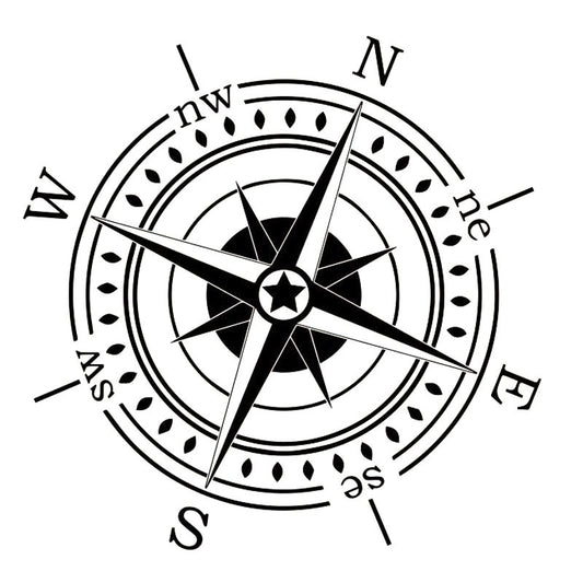 16.6cm*16.6cm NSWE Compass Nautical Vinyl Decal Car Stickers Black/Silver S6-3529