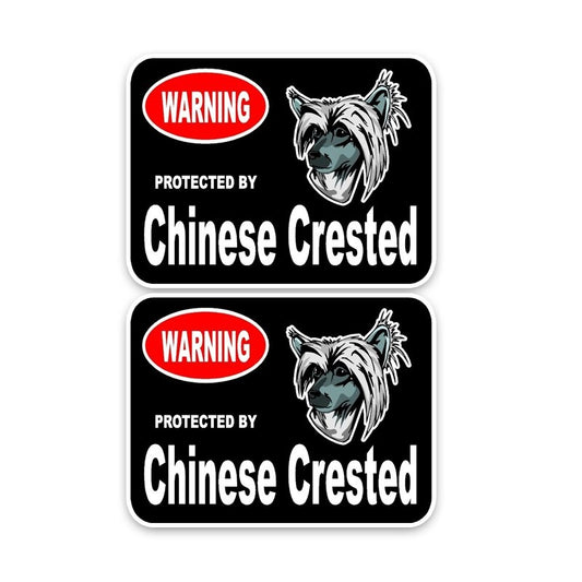 15*11.4CM  2X Chinese Crested Guard Dog Car Decoration Car Sticker C1-4340