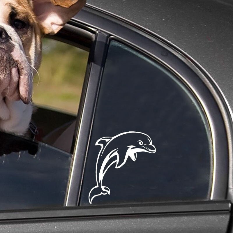 13.3*14.3CM Dolphin Cute Cartoon Animal Vinyl Decal Car Styling Funny Personality Stickers Black/Sliver C6-1224