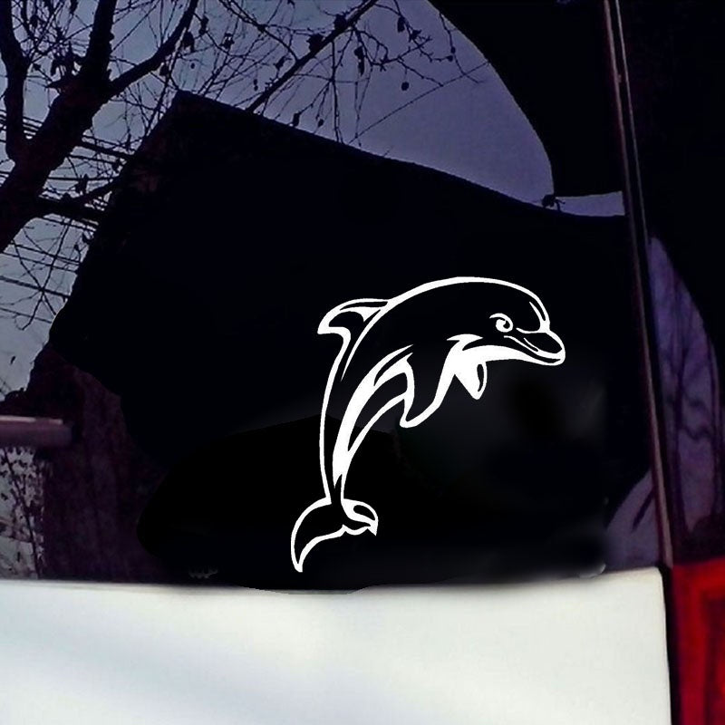 13.3*14.3CM Dolphin Cute Cartoon Animal Vinyl Decal Car Styling Funny Personality Stickers Black/Sliver C6-1224