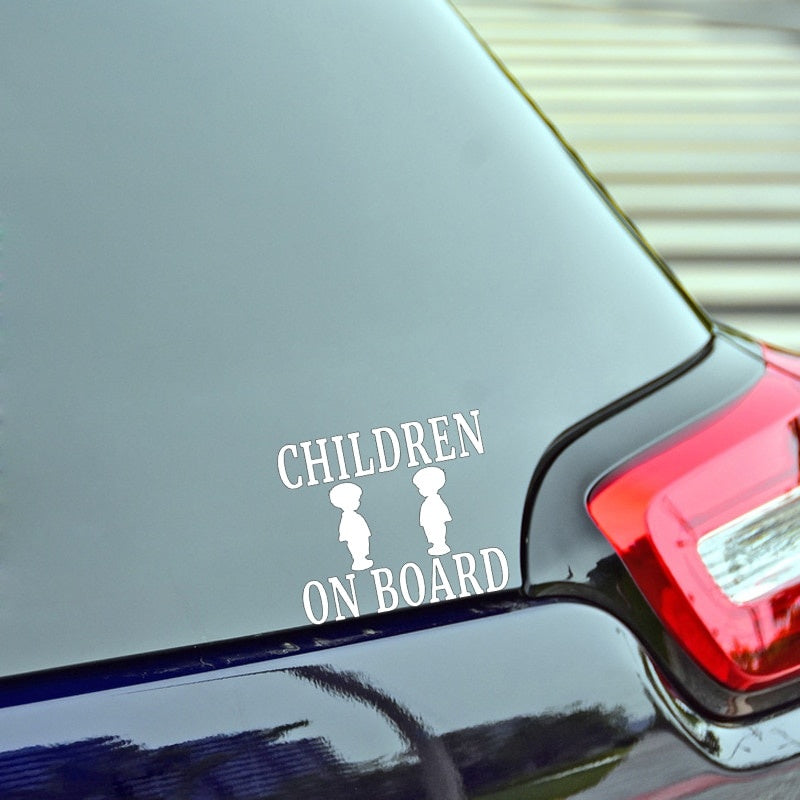 12.7CM*12.7CM CHILDREN ON BOARD Boy Vinyl Decal Family Baby Child Safety Car Truck Black/Silver C10-00125