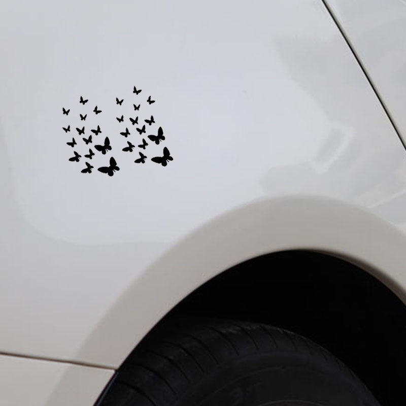 16CM*13CM Butterflies Decal Vinyl Art Decoration Small Butterfly Car Stickers Black/Silver C24-0306