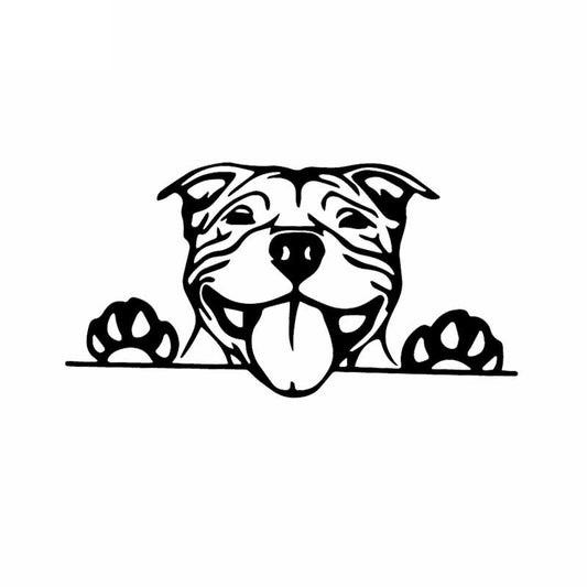 15.7X8.2CM Funny Car Sticker Paws Up Pitbull Bully Dog Decal Vinyl Decor Black/Silver C24-1577