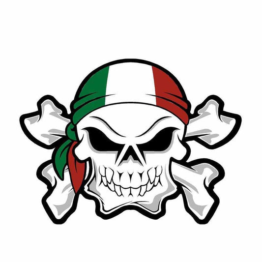 17CM*12.5CM Italy Flag Skull Car Sticker Reflcetive Bike Decal  6-0269