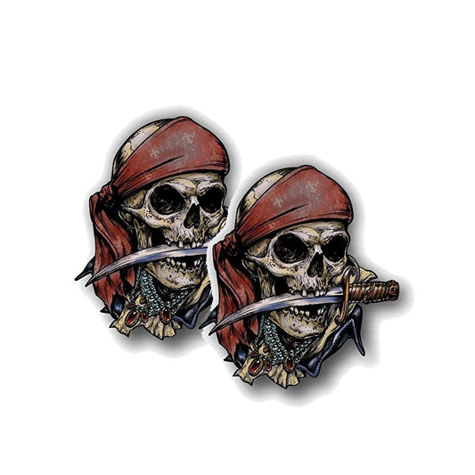 2X 8.4CM*9.3CM Creative Pirate Skull Car Sticker  Motorcycle Decal   6-0154