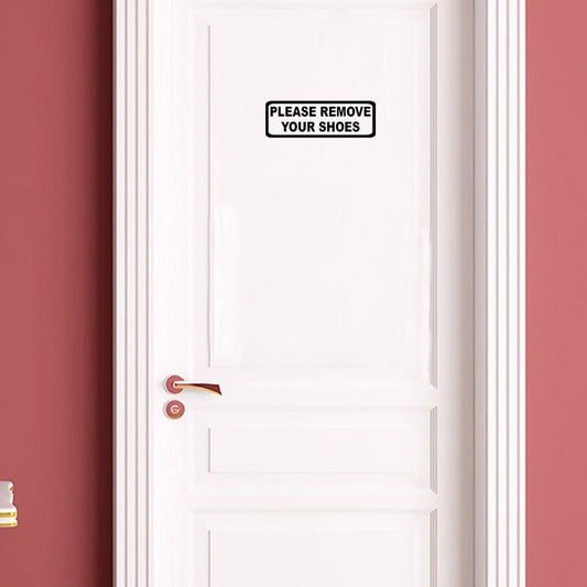 19.5*6.4CM Fun PLEASE REMOVE YOUR SHOES Door Decoration Decal Black Sticker Graphical A40199