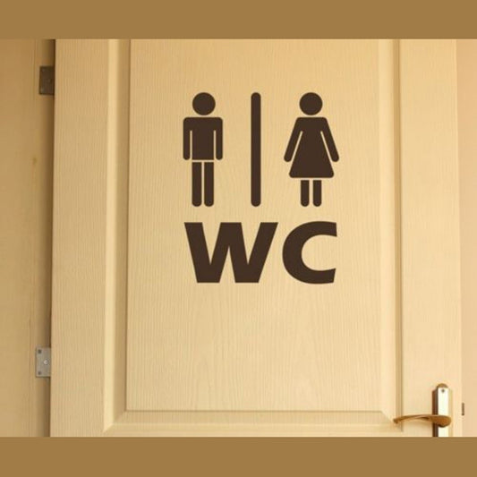 24*19.5CM Creative Men's And Women's Toilet Door Sticker Vinyl Bathroom Glass Wall Sticker Decals Black  A0051
