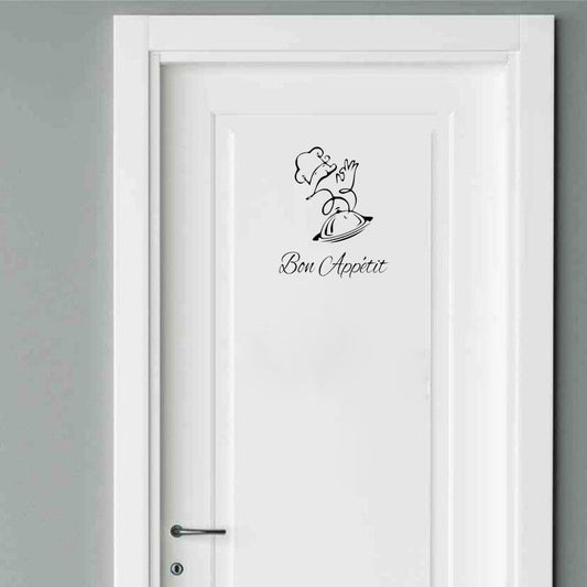 19.9*24CM Bon Appetit Kitchen Door Decal Graphical Funny Wall Sticker Black A40505