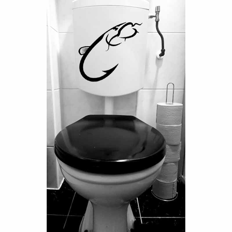 23.8X21.2CM Catfish Hook Fishing Home Decor Wall Sticker Toilet   Decal T5-0306